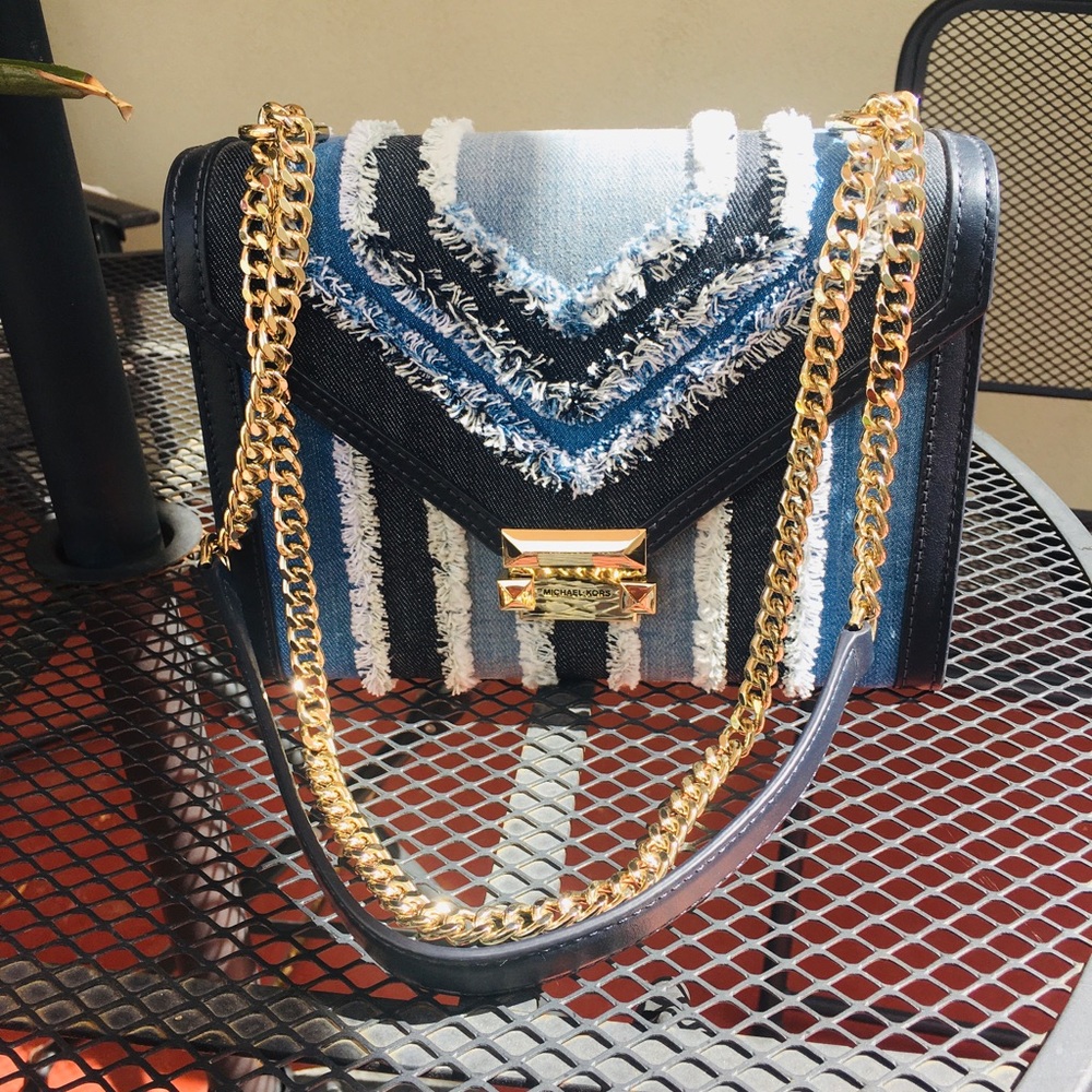Michael Kors denim and leather handbag